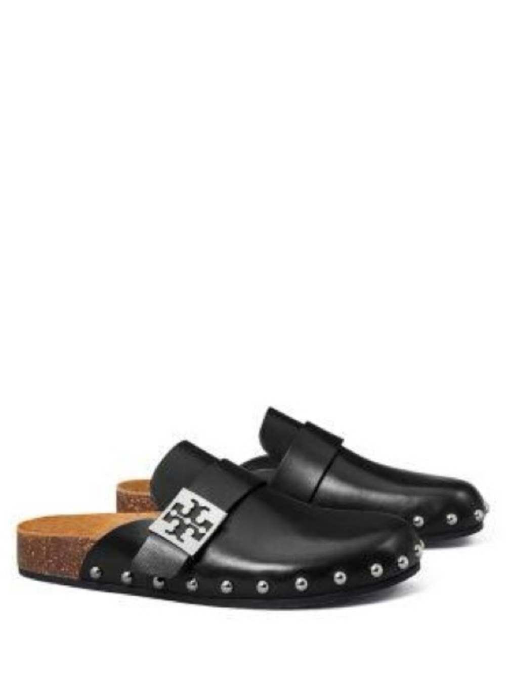 Tory Burch Black Leather Mellow Studded Mules - size 8.5 - NWOB